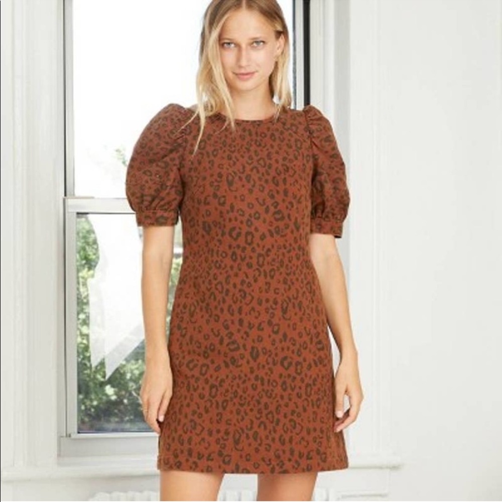 Universal Thread Leopard Print Puff Sleeve Mini Dress